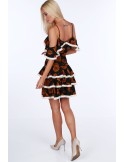 Dress with ruffles, brown poppies 1775 - Online store - Boutique